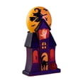 thumbnail image 3 of Light Up Halloween House Tabletop Decor, LED Spooky Resin House with Witch Ghost Pumpkin Scene, Glowing Decoration for Mantel Shelf Party, 3 of 6