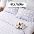 thumbnail image 5 of Regency Heights Queen Size Cotton Flannel Sheet Set, 4-Piece Flannel Bed Sheets Queen, 100% Cotton Bed Sheets Set with Deep Pocket, Blue Plaid, 5 of 10
