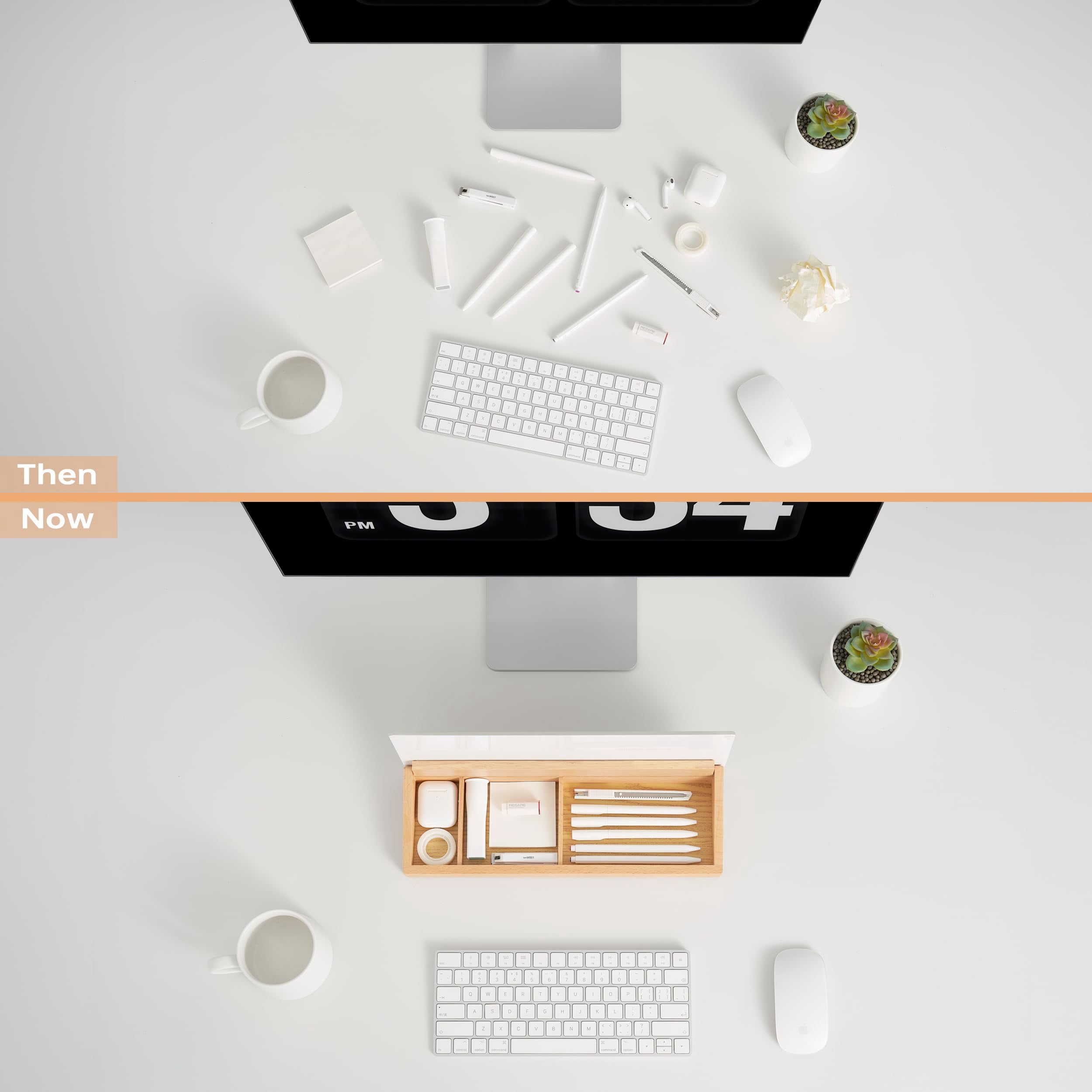 Glass Desktop Whiteboard With Wood Organizer For Small Office Accessories  Aesthetic Desk Dry Erase White Board Drawer Home Cubicle Marker & Eraser Included