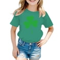 thumbnail image 1 of Girls Tops - St Pat Print Round Neck Short Sleeve Tees for Stylish Young Girls, 1 of 3