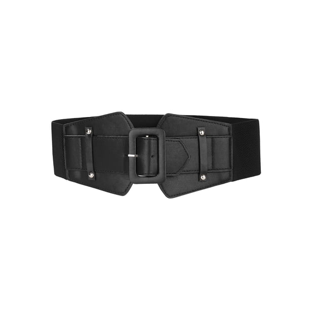 Cinturón elástico ancho para mujer INSPIRE CHIC con hebilla gruesa, cinturones elásticos negros de 68-82 cm/26.77-32.28