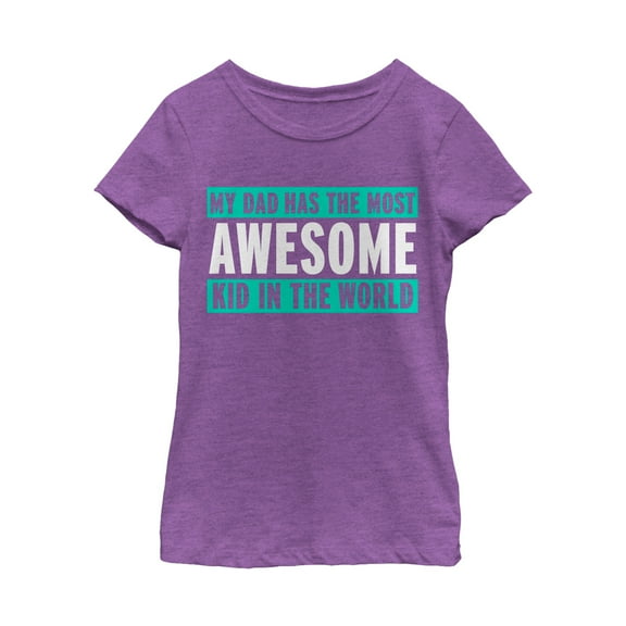 Girl's Lost Gods Father's Day Most Awesome Kid  Graphic Tee Purple Berry Large