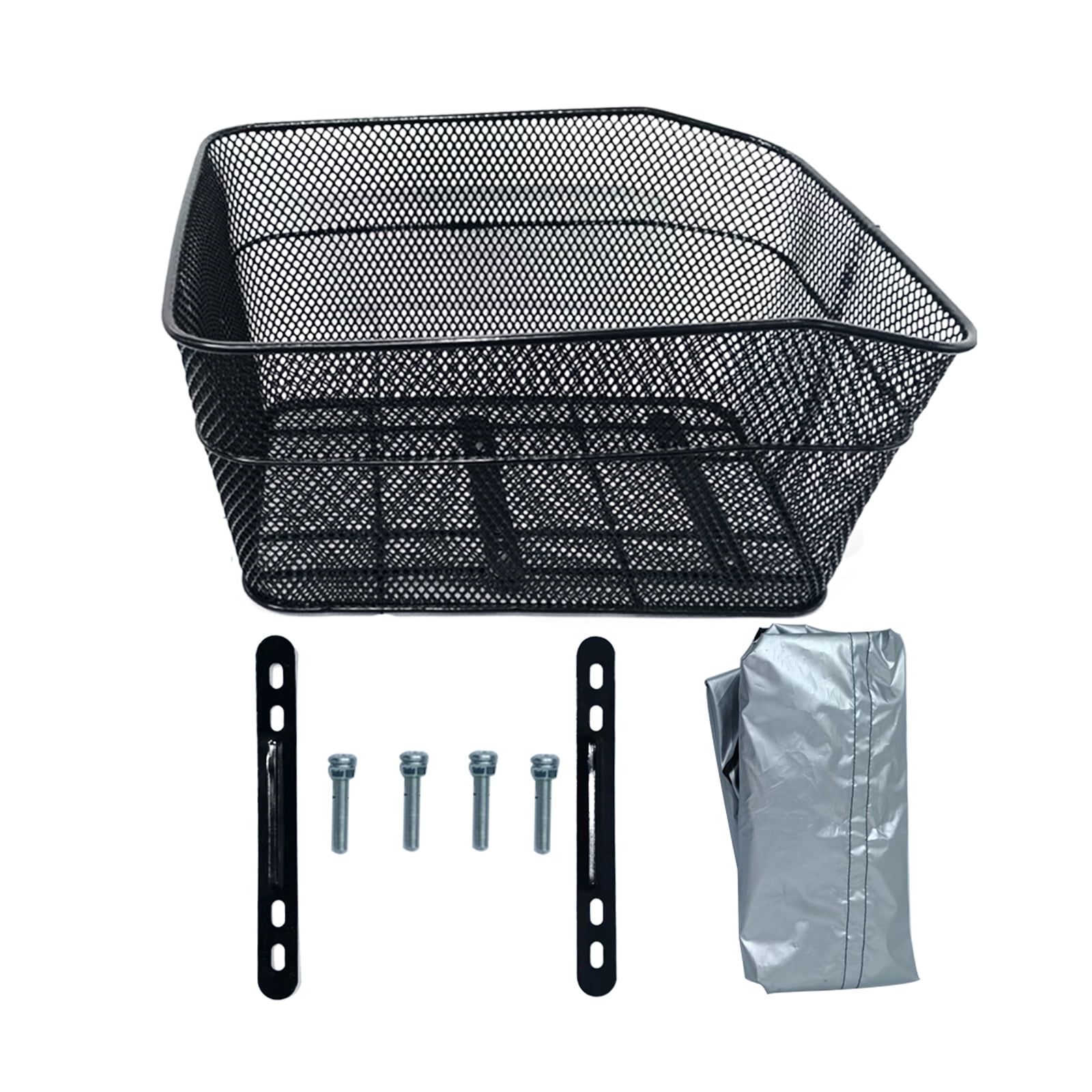 Rear Bike Basket, Waterproof Metal Wire Bicycle Basket with Adjustable