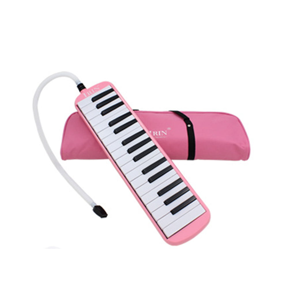 32 Keys, Red Key Mouth Piano Melodica ABS Keyboard Musical Accordions Instrument with Carrying Bag Strap Mouthpiece Portable Blowpipe & Blowpipe Student Class Harmonica with Bag Toy Gift 
