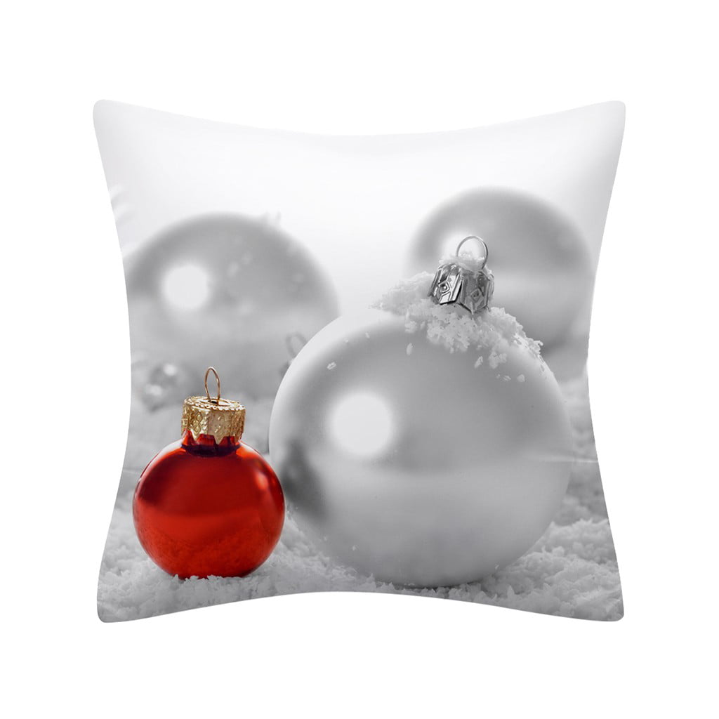 Christmas Pillow Case Glitter Polyester Sofa Throw Cushion Cover Home Xmas Decor 