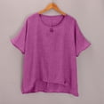 thumbnail image 6 of WHEANG Womens Summer Tops Trendy Short Sleeve Solid Color Blouses for Women Dressy Casual Loose Comfort Cotton Linen Tops for Women Hot Summer&nbsp;Sale Womens Tops Purple S Summer Sales Under $5, 6 of 7
