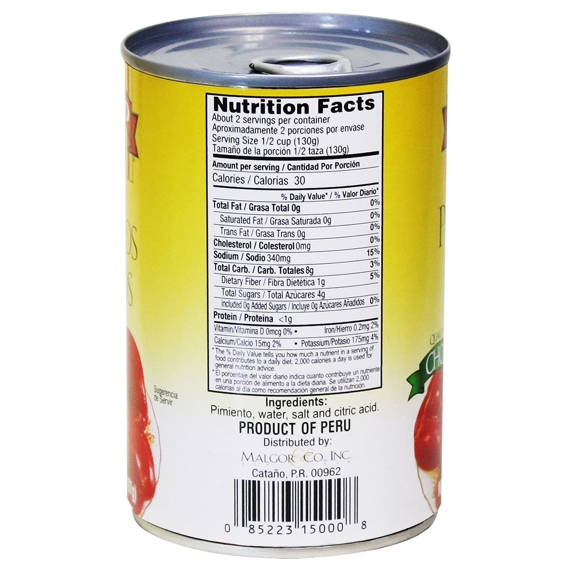 Canario Whole Red Bell Peppers, 14 Ozs. Can