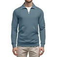 thumbnail image 2 of Evdexr Mock Neck Sweatshirt Mens Quarter Zip Sweatshirts Winter Long Sleeve Polo Shirt Stand Collar Chest Pockets Workout Shirts Baggy Warm Sweater Blue 3XL, 2 of 5