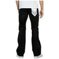 thumbnail image 3 of First Row Men RIP&REPAIR Bottom Metal Snap Opening Slim Flare Denim Jeans (Black), 3 of 7