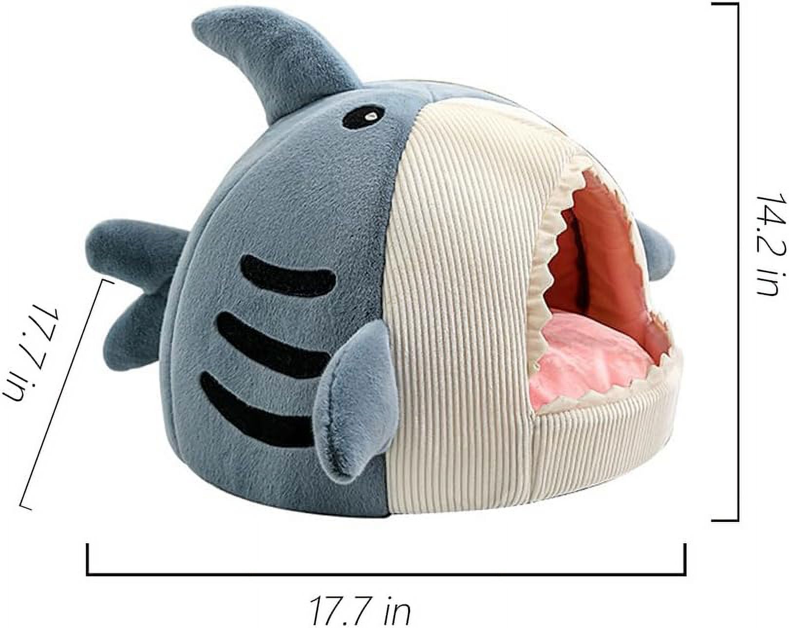 Quixal Shark Shape Large Cat Bed with Removable Washable Pillow, Blue