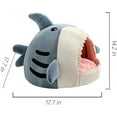 thumbnail image 5 of Shark Shape Cat Cave Bed with Thick Cushion, Kitten Soft Warm House for Indoor Cats, Cute Cat Tent with Removable Washable Cushioned Pillow, Anti-Slip Bottom Cat Hut Sleeping Bag-(Gray,S), 5 of 8