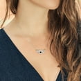 thumbnail image 2 of Gem Stone King 925 Silver and 10K Yellow Gold Black Onyx White Created Sapphire and White Lab Grown Diamond Heart Shape Pendant Necklace for Women (0.78 Cttw, with 18 inch Chain), 2 of 3