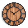 thumbnail image 1 of Relojes de pared de madera maciza silenciosa de gran tamaño y metal de bronce vintage de estilo rústico de granja de 18 pulgadas, 1 of 5