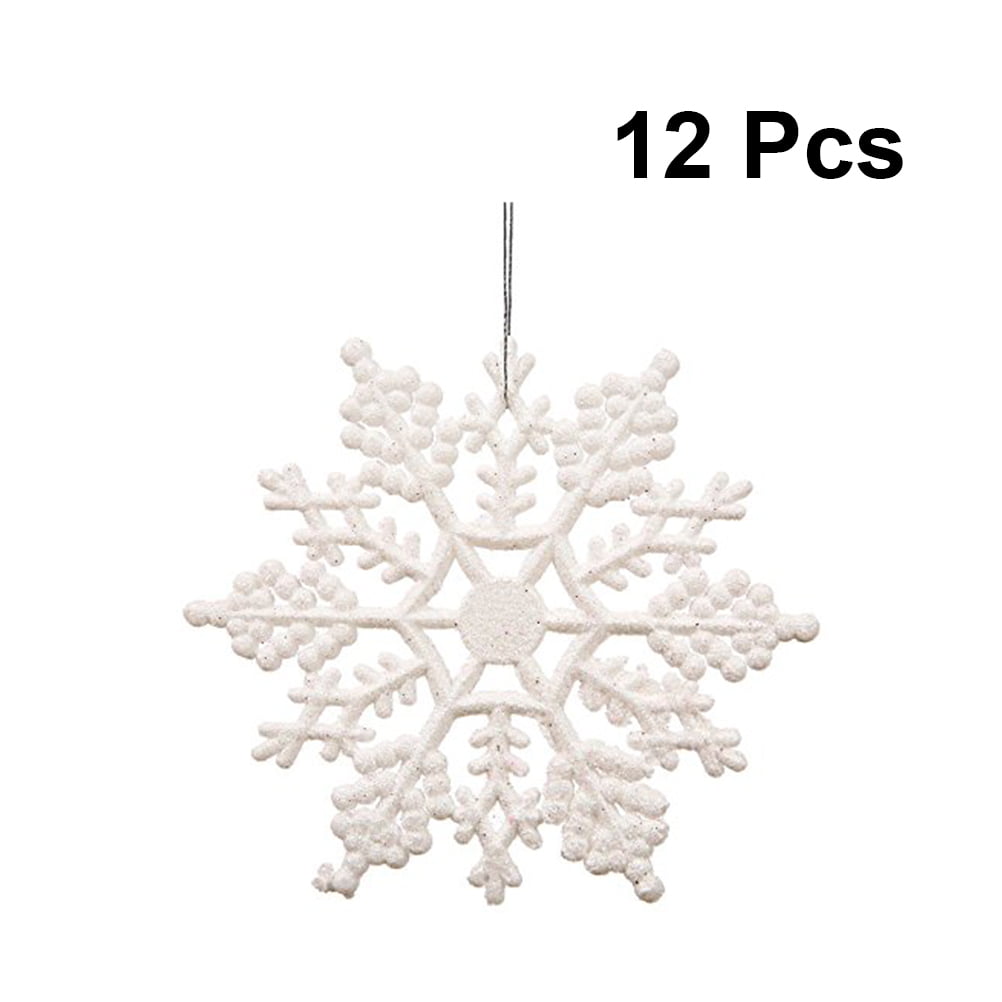 PEKMAR Snowflake Ornaments,Wooden Snowflakes,Snowflakes for  Crafts,Christmas Tree Ornaments,Winter Party Decorations,6pcs/Bag (6pcs  White Christmas