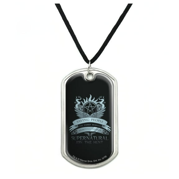 Supernatural Saving People Hunting Things Military Dog Tag Pendant Necklace with Cord