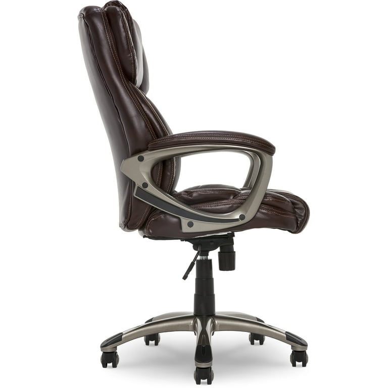 Serta® Big And Tall Ergonomic Bonded Leather High-Back Office Chair, Old  Chestnut/Silver