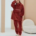 thumbnail image 4 of SWSMCLT Women's Cute Pajama Set Flannel Long Sleeve Pant2 Piece Pj Fleece Warm Fuzzy Winter Red X-Large, 4 of 4