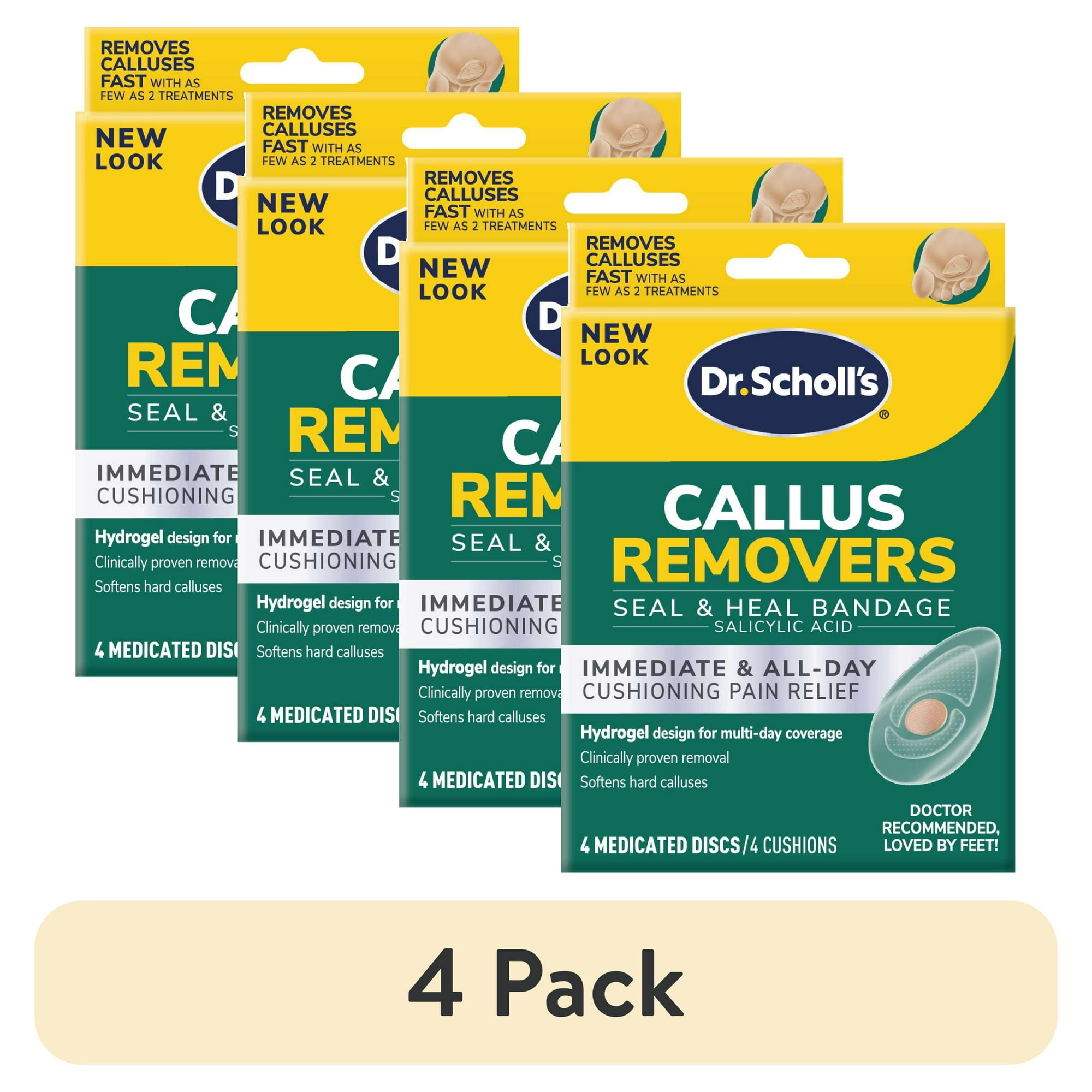 (4 pack) Dr. Scholl's Callus Remover Seal & Heal Bandage Cushion with Hydrogel Technology, 4 Count