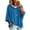 Blue, variant on Womens Solid Hooded Sweater Top Three Quarter Sleeve Drawstring Pullover Loose Fit Knit Tunic Casual Hooded Poncho Style BlackXL