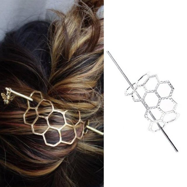 Palillo de cabello Boho Macarena Aleación con Forma Geométrica Bun Holder Bun Cage