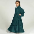 thumbnail image 4 of IDOPIP Kids Girls Muslim Chiffon Abaya Open Front Cardigan Modest Dress with Hijab Middle East Arabian Robe, 4 of 8
