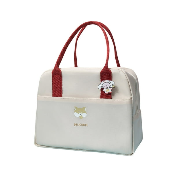 Xihbxyly Bolsa de Almuerzo Tipo Lonchera, Bolsa Aislante con Papel de Aluminio, Diseño de Bolsillo Frontal, Cierre de Cremallera, Ideal para El Trabajo, La Escuela, Viajes, Uso Multifuncional, Tamaño