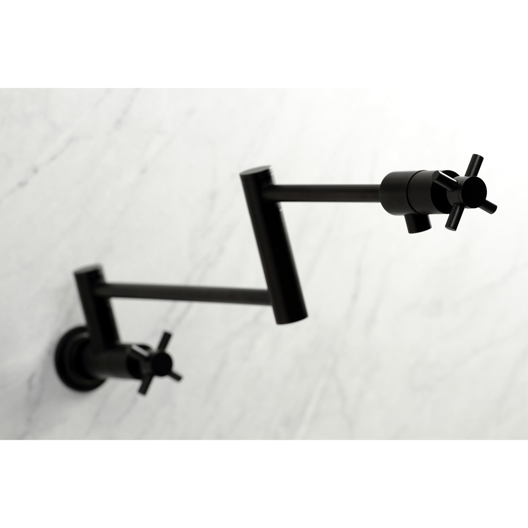 Kingston Brass KS4100DX Concord Two-Handle 1-Hole Wall Mount Pot Filler Faucet in Matte Black