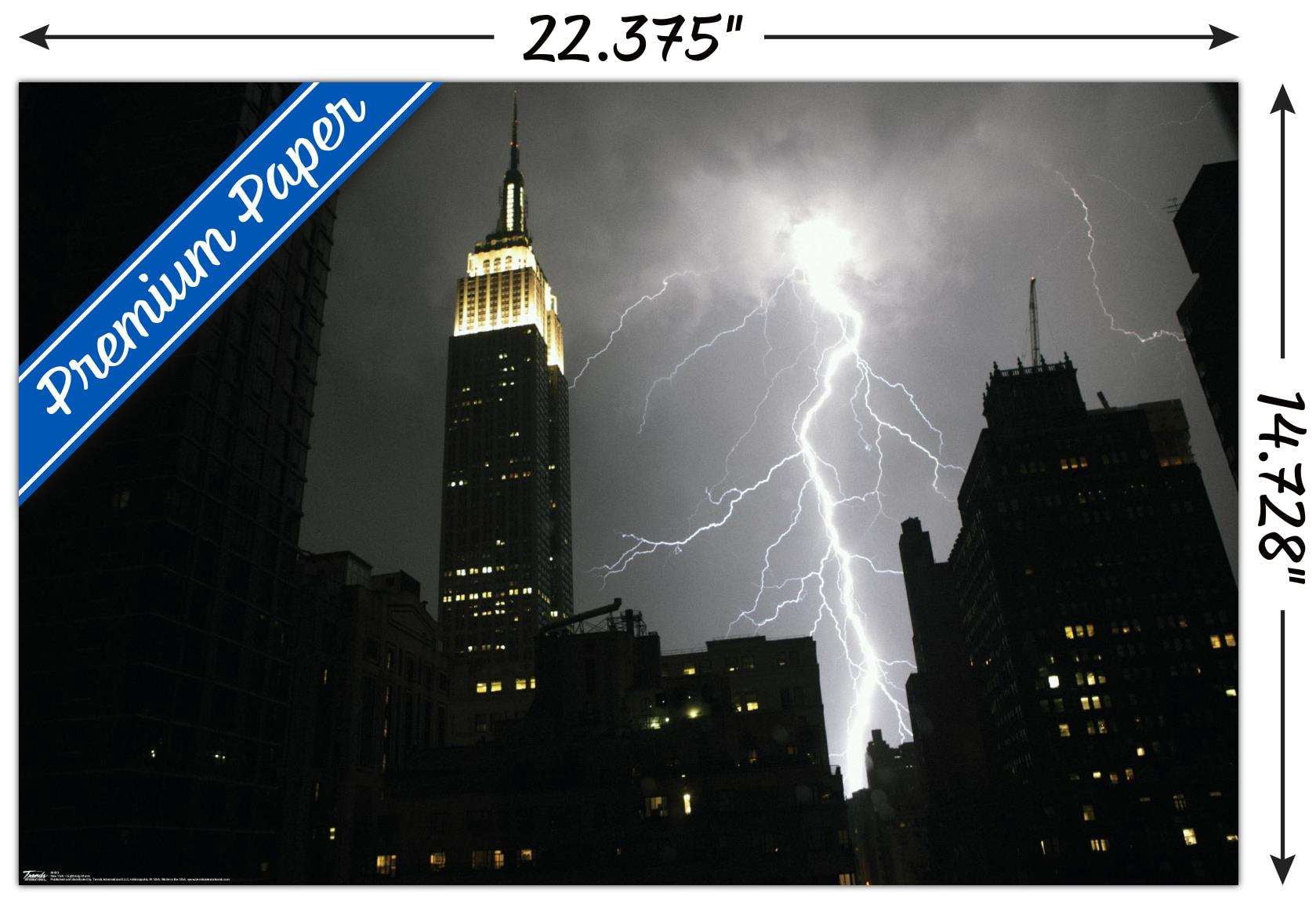 New York City - Lightning Storm Wall Poster, 14.725" x 22.375"