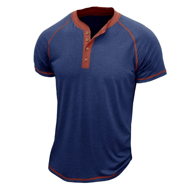 pstuiky camisetas para hombre, Camiseta de manga corta con cuello redondo y botones para hombre ropa de hombre xl