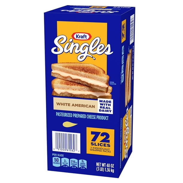 Kraft Singles Cheese Slices, White American Cheese 72 ct