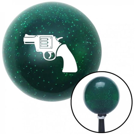 American Shifter White Hand Gun Green Metal Flake Shift Knob with M16 x 1.5 Insert Shifter Auto Brody