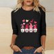 thumbnail image 4 of RKSTN Valentine's Day 3/4 Sleeve Tops for Women Oversized Crewneck Valentines Graphic Print Short Sleeve T Shirt Womens Casual Solid Round Neck Loose Comfy Three Quarter Sleeve Shirt Spring Clothes, 4 of 7