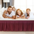 thumbnail image 3 of PiccoCasa Polyester Brushed Bed Skirt with Elastic Dust Ruffles 16" Drop, Queen Burgundy, 3 of 8