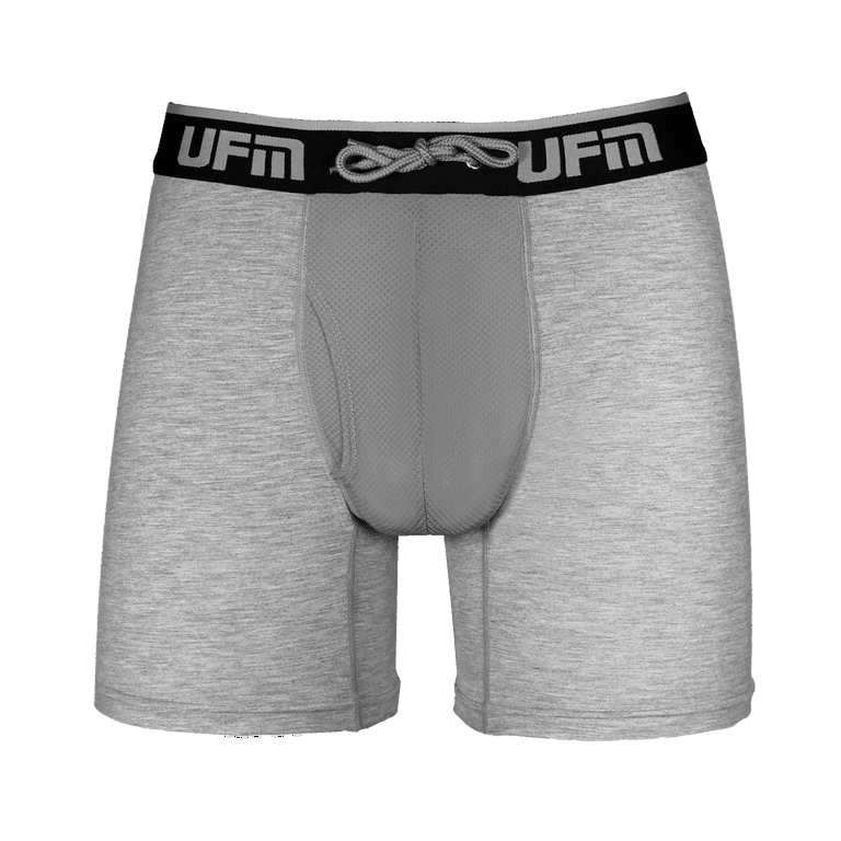 UFM Men’s Polyester Trunk w/Patented Adjustable Support Pouch Underwear for  Men Gray 38