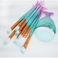 thumbnail image 2 of Juego de brochas de maquillaje de sirena, lindo kit de brochas de maquillaje, brocha de maquillaje + bolsa para base, sombra de ojos, rubor, regalo de Navidad y cumpleaños para niñas (11 piezas), 2 of 5