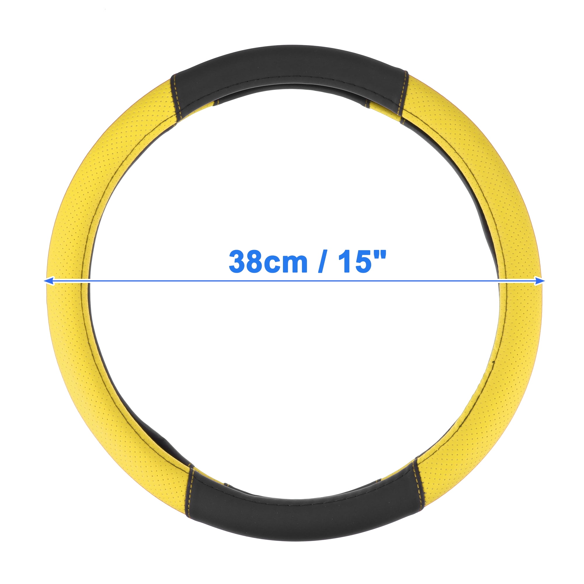 Motoforti Steering Wheel Cover for Car Truck Universal Car Accessories Faux Leather Black Yellow