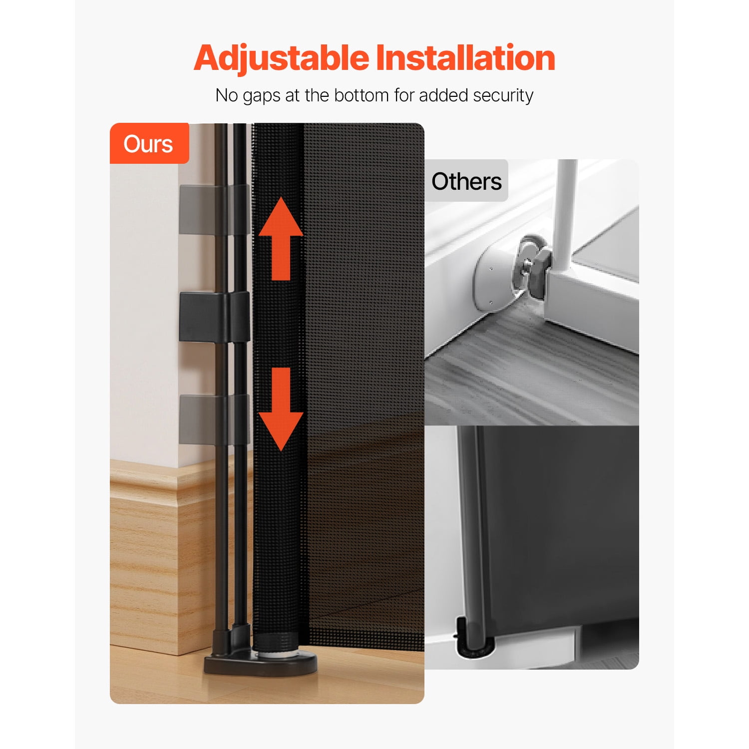 KFFKFF Retractable, Simple Installation for Indoor Baby Gate, 34-Inch Height, Expands Up to 110 Inches Wide, Black