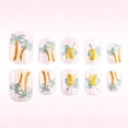 thumbnail image 3 of Yoyauz 24 Pieces Of Yellow Pressed Nails, Complete Set Of Short Square Spring And Summer Fake Nails With Hand-Painted Lemon Coconut Tree Pattern, Reusable For Women To Stick On Nails, 3 of 9