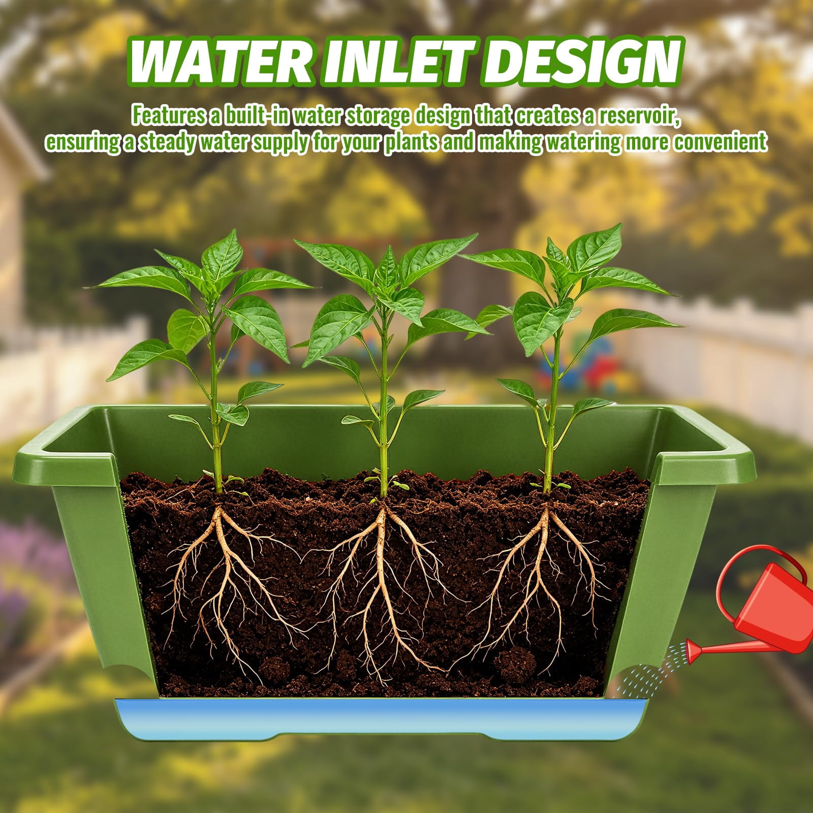 Window Box Planters Light Green 7 Pack 17 Inch Plastic Rectangular For Indoor/Outdoor Plants Herbs Vegetables