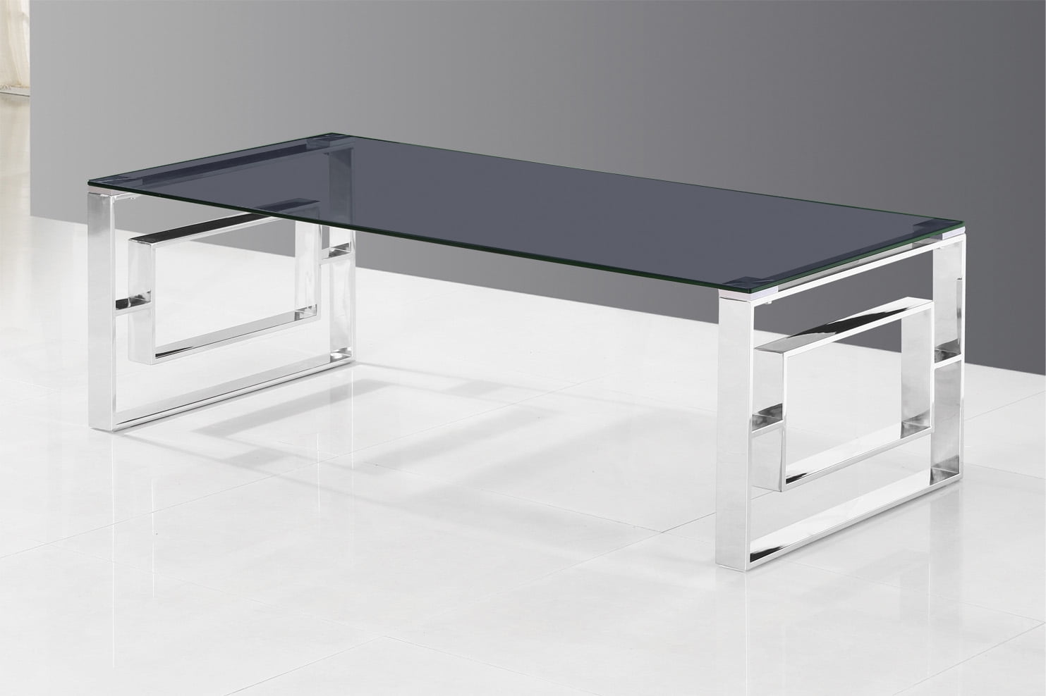 Best Master Furniture E28 Smoked Glass Top with Stainless Steel Plated