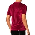 thumbnail image 3 of INSPIRE CHIC Velvet T-Shirts for Men's Crew Neck Short Sleeve Tee Tops Disco Velour t Shirts S Red, 3 of 5