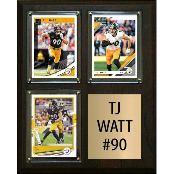 TJ Watt 3 Card Plaque Donruss Fleer Topps 2023 2024 Steelers