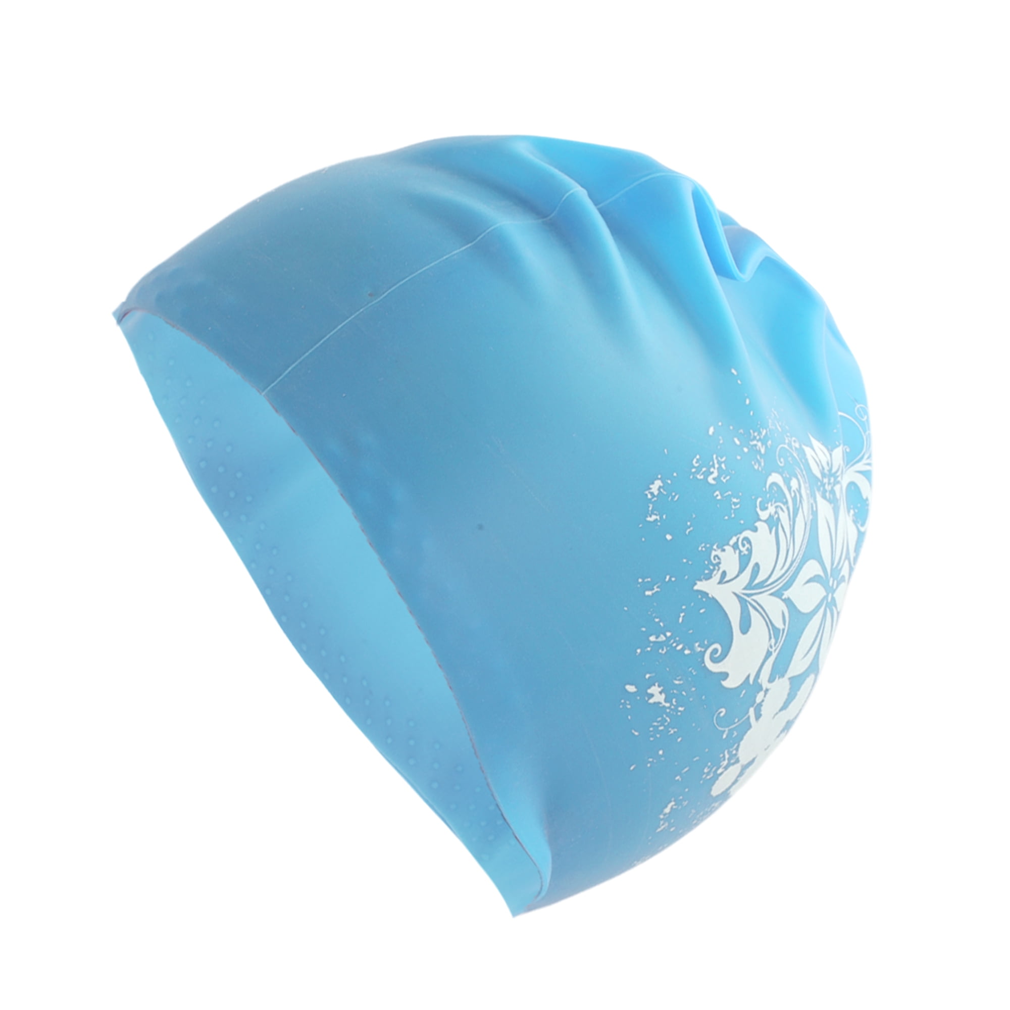 Unique Bargains Floral Pattern Swim Cap 1Pc Lake Blue