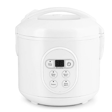 Housewares 8-Cup (Cooked) (4-Cup UNCOOKED) Digital Rice Cooker and Food Steamer White