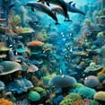 thumbnail image 5 of JRXY Dolphins Underwater World Animal Dolphins Fish Seaweed Coral Shower Curtain Multiple Sizes White, 5 of 7