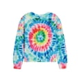 thumbnail image 2 of Lanbubble Girls Long Sleeve Shirt Tie Dye Graphic Top Casual Crew Neck Relaxed Fit Shirts for Kids 7 12 Years, 2 of 9
