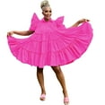 thumbnail image 4 of asdoklhq Maxi Dress Womens Solid Color Court Style Loose Flounce Dress Hot Pink 2X, 4 of 4