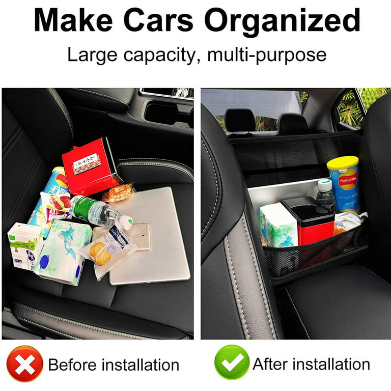 Damocles Car Net Pocket Large Adjustable Buckle Strap Car Seat Bag Holder  Car Mesh Purse Holder Between Seats