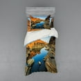 thumbnail image 2 of Ambesonne Nature Bedding Set 4 Pcs, River Between Cliffs, Queen, Blue Orange, 2 of 3