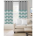 thumbnail image 2 of Turquoise Chevron Blackout Curtains for Bedroom Living Room Darkening Curtains 96 Inches Long Geometric Grey Wavy Striped White Window Curtain 2 Panels Set Window Treatment Grommet Drapes 52"x96", 2 of 9